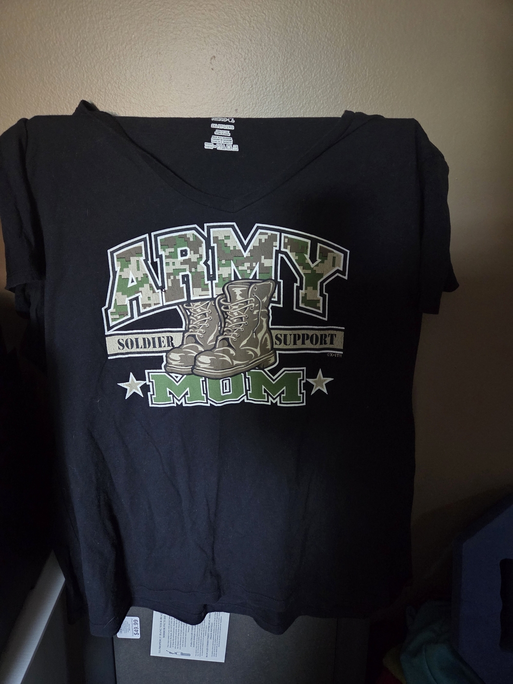 Nano Black 'Army Mom' Graphic Tee with Camo Accents